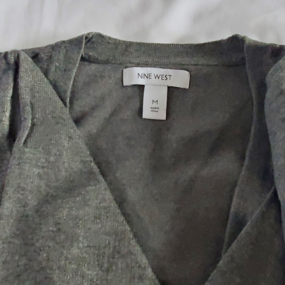 Brand New -Nine West Essential Cardigan Color: Coal Heather Gray-Size M - Picture 3 of 12